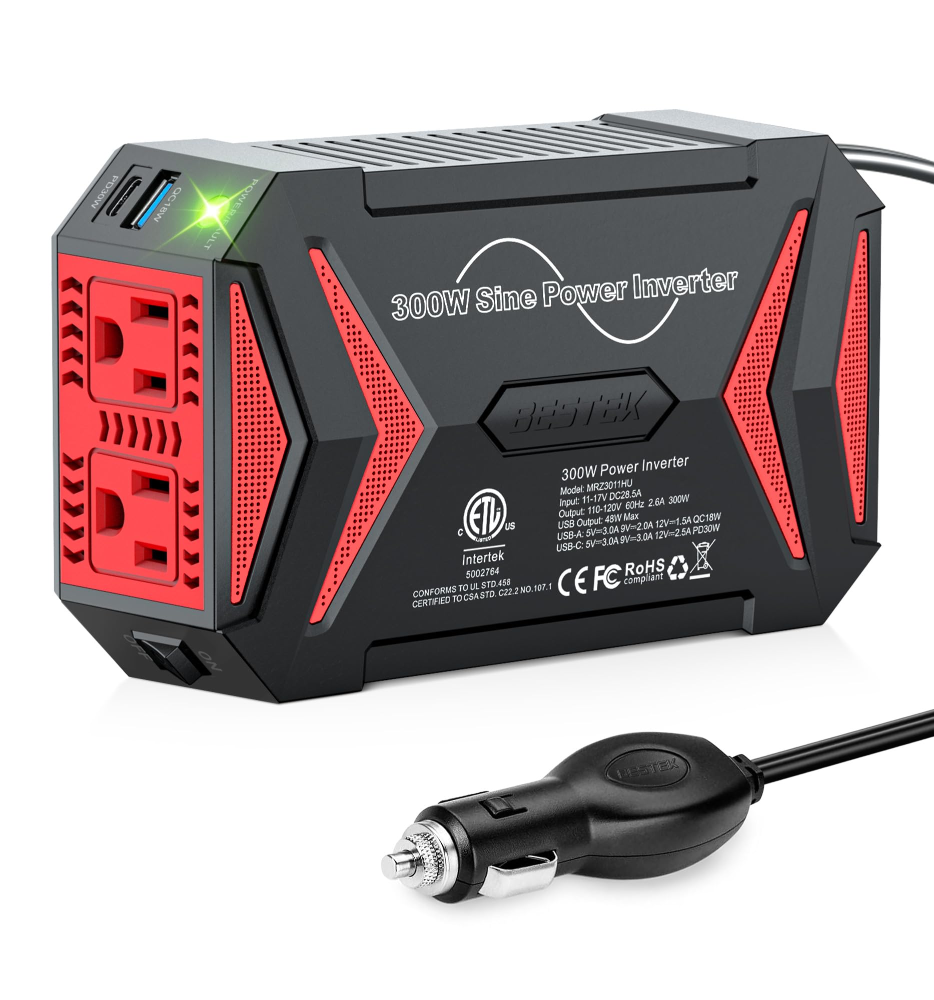 BESTEK 300W Pure Sine Wave Power Inverter