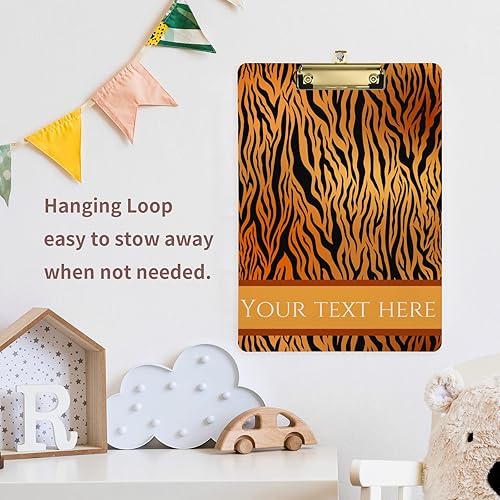 Miniatura 7 de Portapapeles de piel de tigre personalizado, tamaño carta, portapapeles personalizados con clip de metal de perfil bajo para colgar, tablero de clip