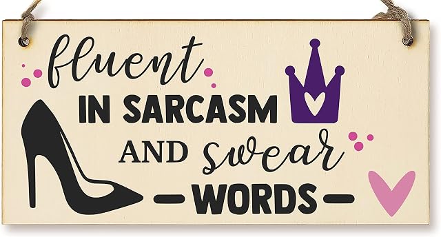 The Plum Penguin Handmade Wooden Hanging Wall Plaque Fuent in Sarcasm and Swear Words Decorative Funny Friendship Gift Sassy Queen