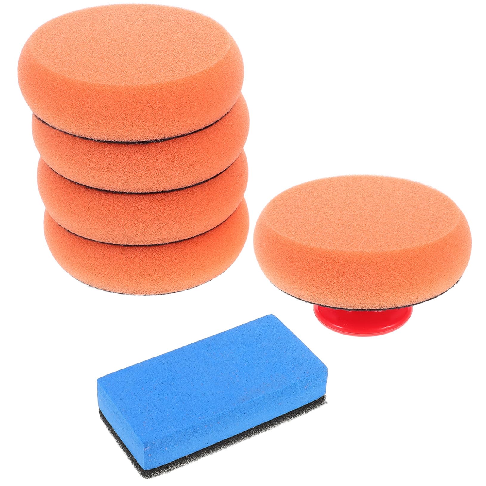 OUNONA 1 Set Car Wax Applicator Sponge with Handle Polishing Pads for Car Waxing Buffing and Scratch Removal Durable Easy to with Various Paint