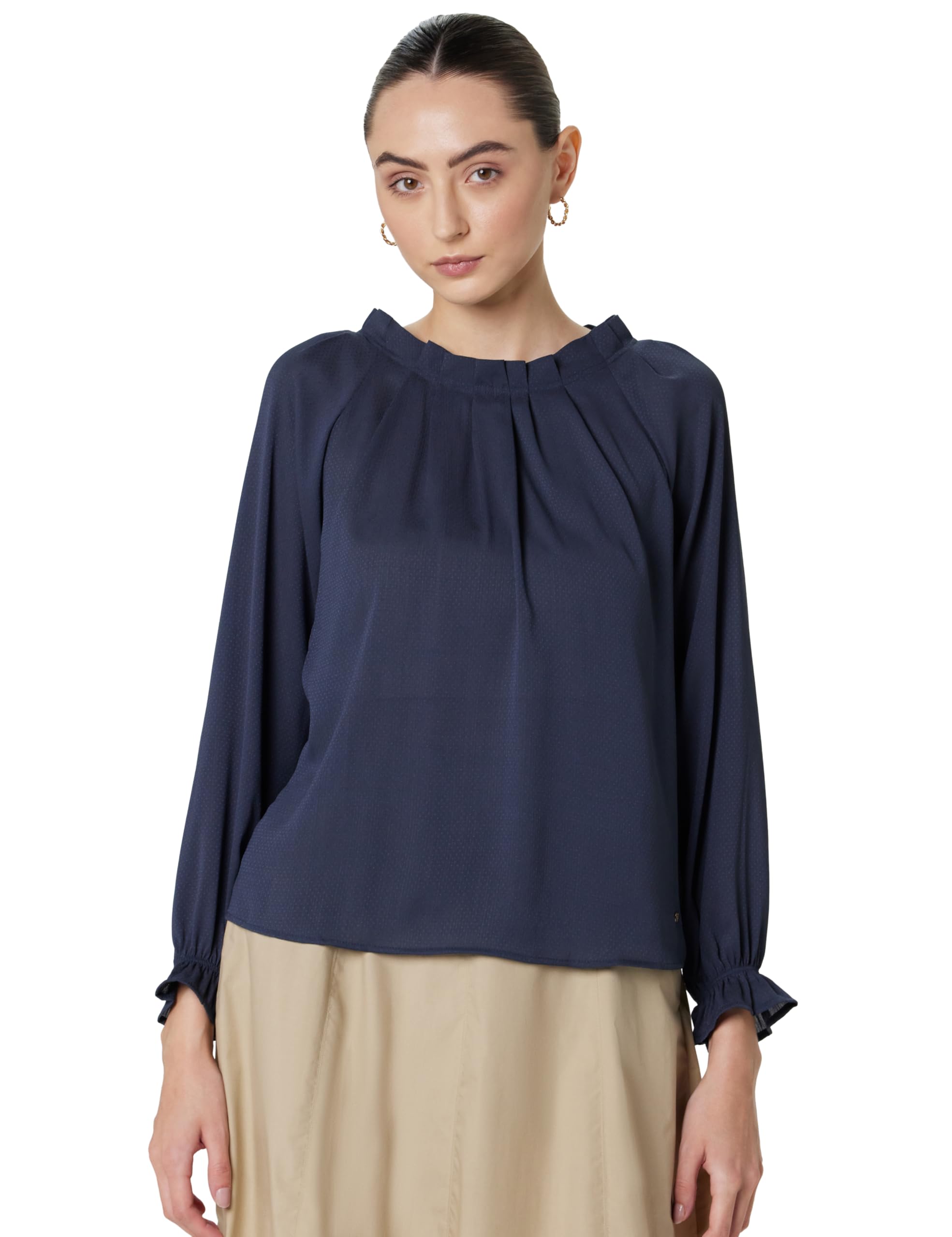 allen solly Women Polyester Regular Fit Full Sleeve Solid Closed Neck Formal Top-picture-43