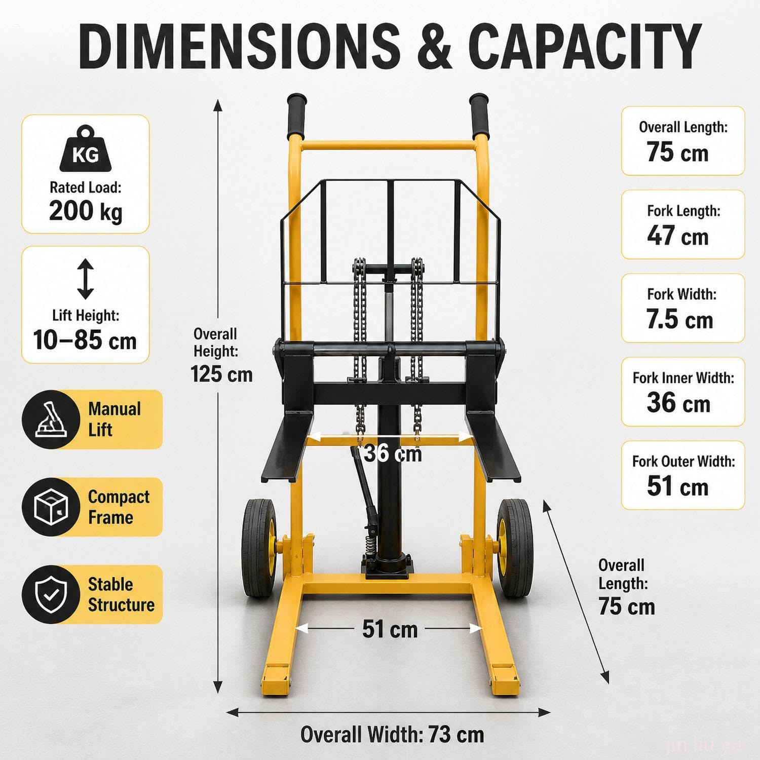 Apilador Plataforma Rodante de Transpaleta Mesa de Elevación Elevador Manual Carretilla Elevadora Manual Elevadores de Material Sistema de Elevación con Pedal Capacidad 200 Kg