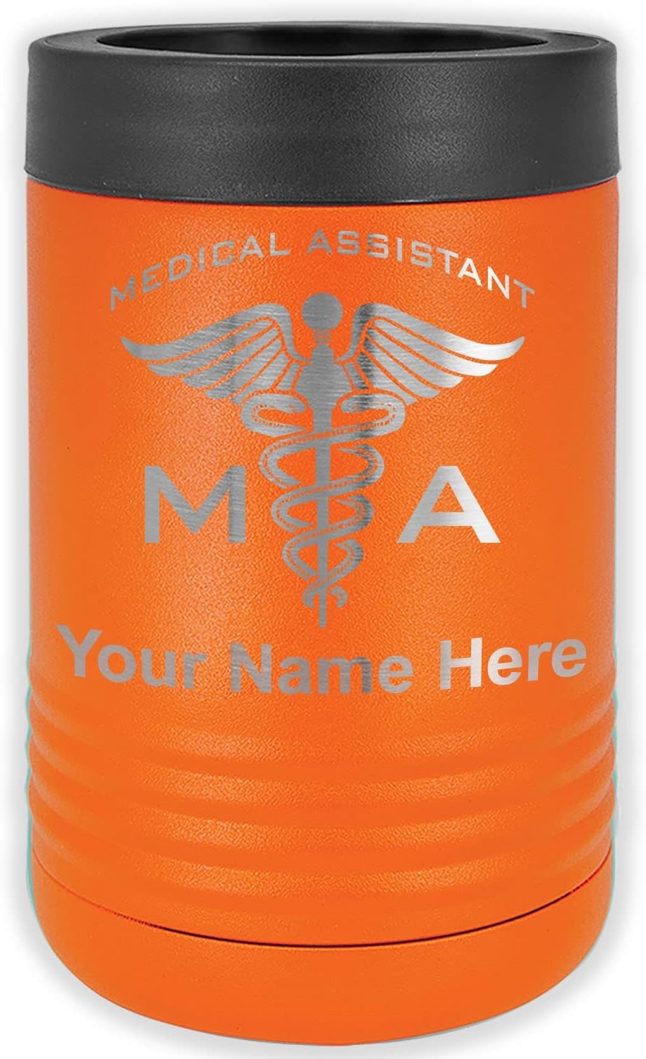 LaserGram Personalized 12 oz. Stainless Steel Can & Bottle Insulator, MA Medical Assistant – Keeps Drinks Cold Longer (Gray)