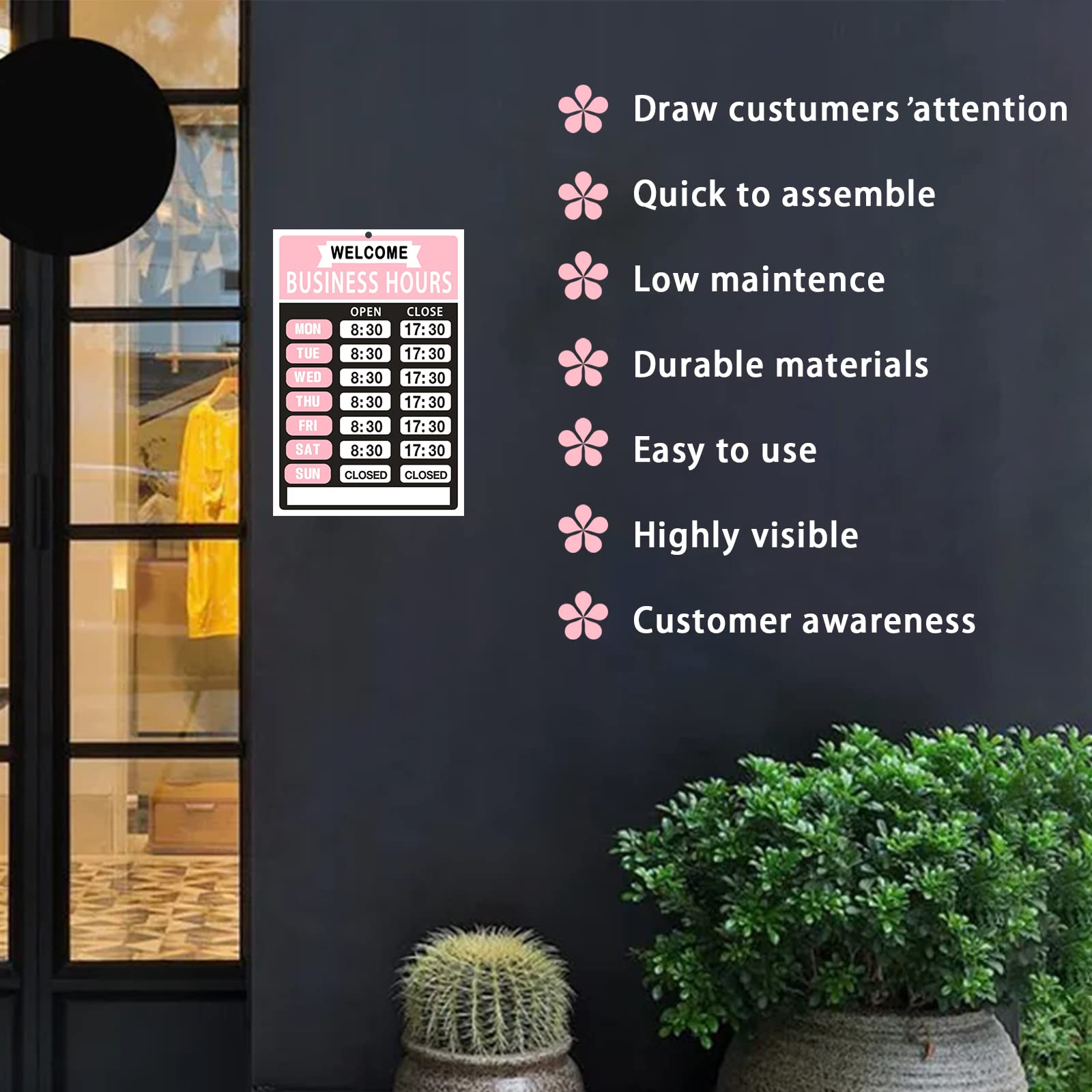 HORAIRES D'OUVERTURE Plaque En Bois Personnalisée Panneau De Porte