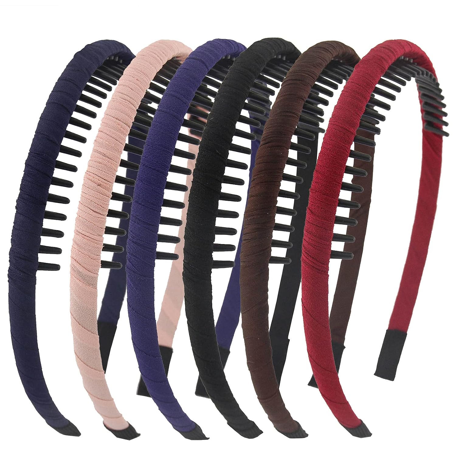 Yeshan Solid tooth headbands for Women with Plastic Non-slip Hair comb headbands Hair Hoops,Pack of 6
