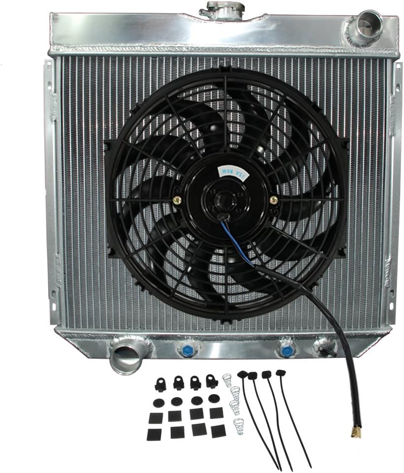 NileRoyal 3 ROW RACING FULL ALUMINUM RADIATOR FOR 1969-1970 FORD MUSTANG, 1968-1969 FORD TORINO, 1966-1973 MERCURY COMET/1970 Cougar XR-7/XR7, 1970-1977 FORD MAVERICK,1973 FORD PINTO + 14" FAN