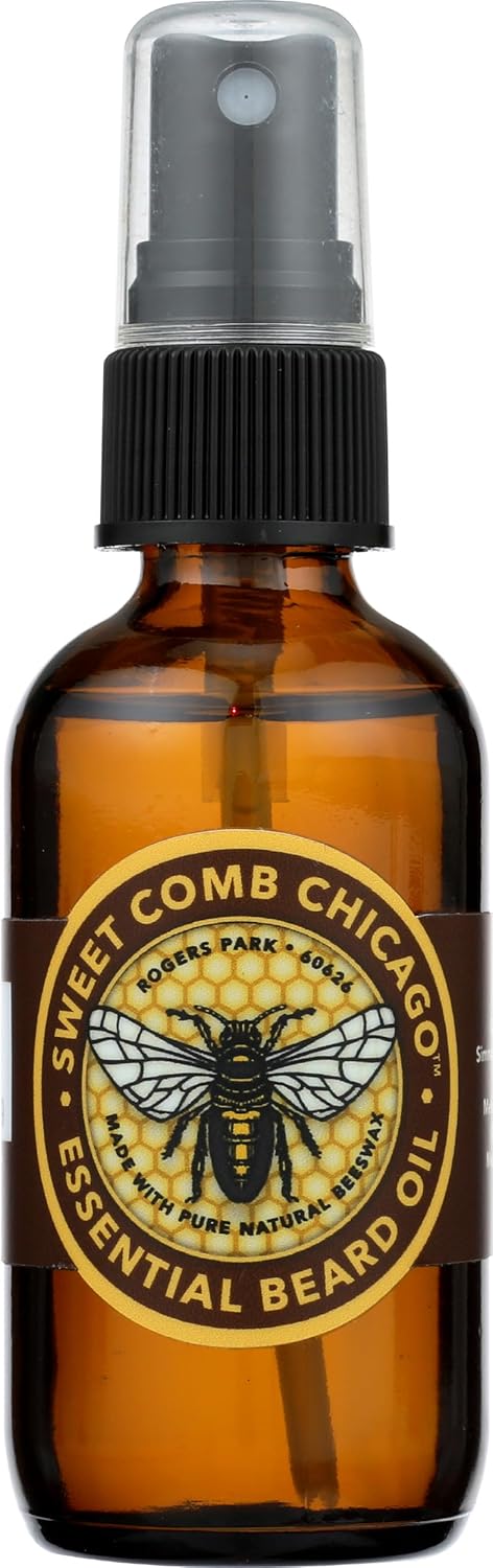 Sweet Comb Chicago Essential Beard Oil: Great for Moisturizing Men's Beards, Mustaches and Skin, Great Gift for the Bearded Man in Your Life, Birthday, Christmas