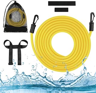 Flintronic 4M Swimming Training Belt, Swim Resistance Band, Swimming Resistance Belt, Swim Training Leash, Swim Tether Belt Stationary Swimming, Swim Bungee Cords for Kids Adults Beginners