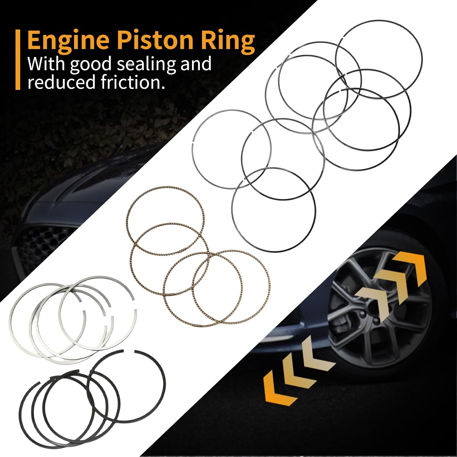 20 PCS 23040-2G510 Engine Piston Ring Replacement for Kia Optima Sorento Sportage, for Hyundai Tucson Sonata Santa Fe Sport 2.4L, Replace 230402G510