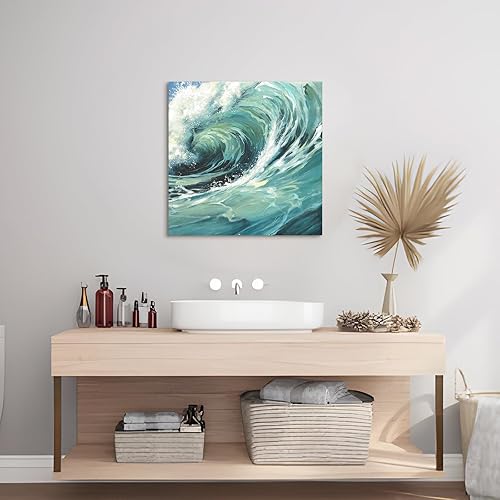Miniatura 3 de arttitue Lienzo decorativo para pared, diseño de olas del océano, pintura de agua de mar, decoración de paisaje marino, decoración para baño, sala