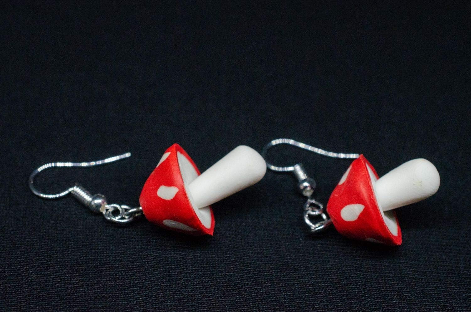 Lucky Toadstool Fly Agaric Earrings Hangers Mushrooms Woods Miniblings Red White