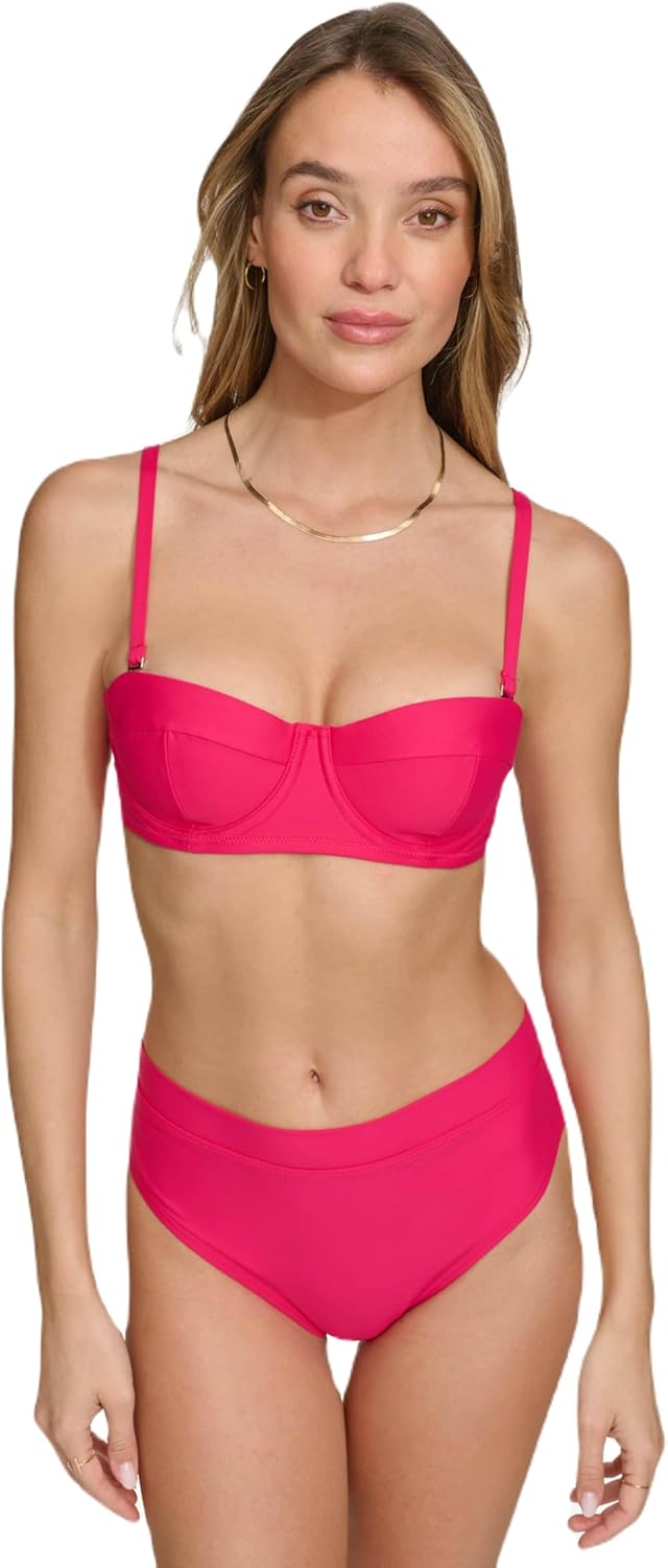 DKNY Womens Bikini Set ̶ Molded Bandeau Bikini Top & Mid Rise Bottom with Tummy Control - Image 6