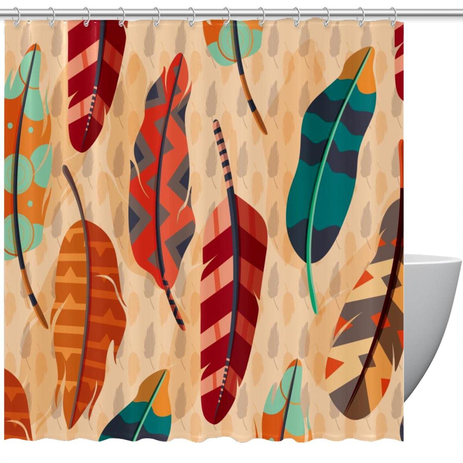 Rideau de douche plumes chic et imperméable en taille 183 x 183 cm