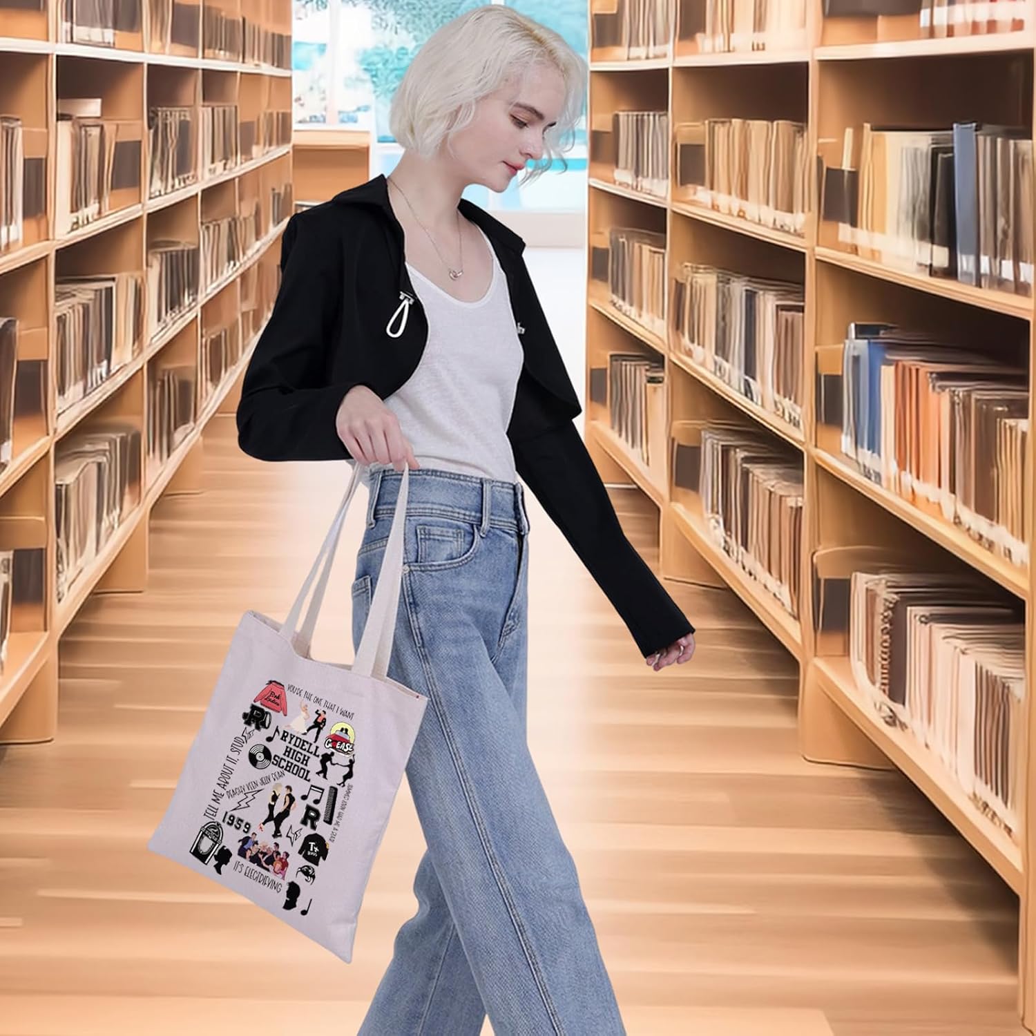 G2TUP Danny & Sandy Musical Tote Bag Danny Fans Gift You’re The One That I Want Theater Shoulder Bag Musical Theatre Merch - Image 6