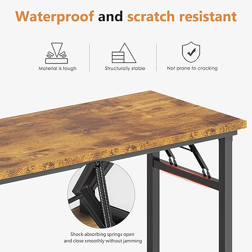 Miniatura 90 de DlandHome Escritorio plegable pequeño de 31.5 pulgadas, escritorio de computadora para oficina en casa, mesa plegable para espacios pequeños, no
