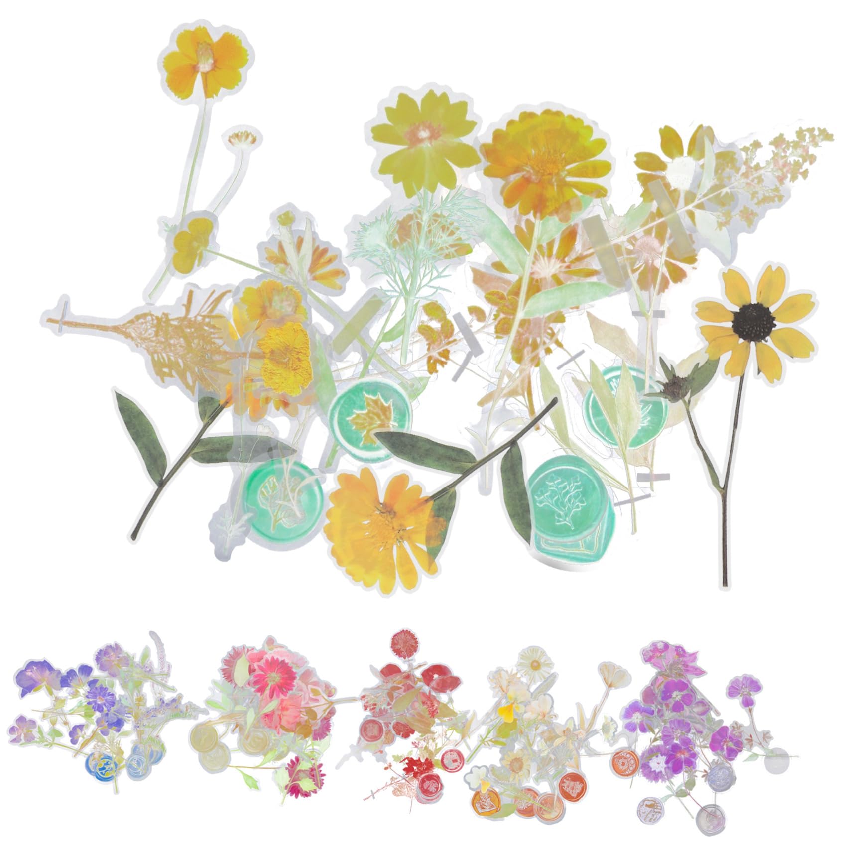 HOMSFOU 3 Sätze Pack Dekorative Aufkleber Simulierte Blumenaufkleber Für Scrapbooking Ästhetische Sticker Für Journalgestaltung Vielseitig Einsetzbar Für Kalender Und Diy 6 Packungen * 3