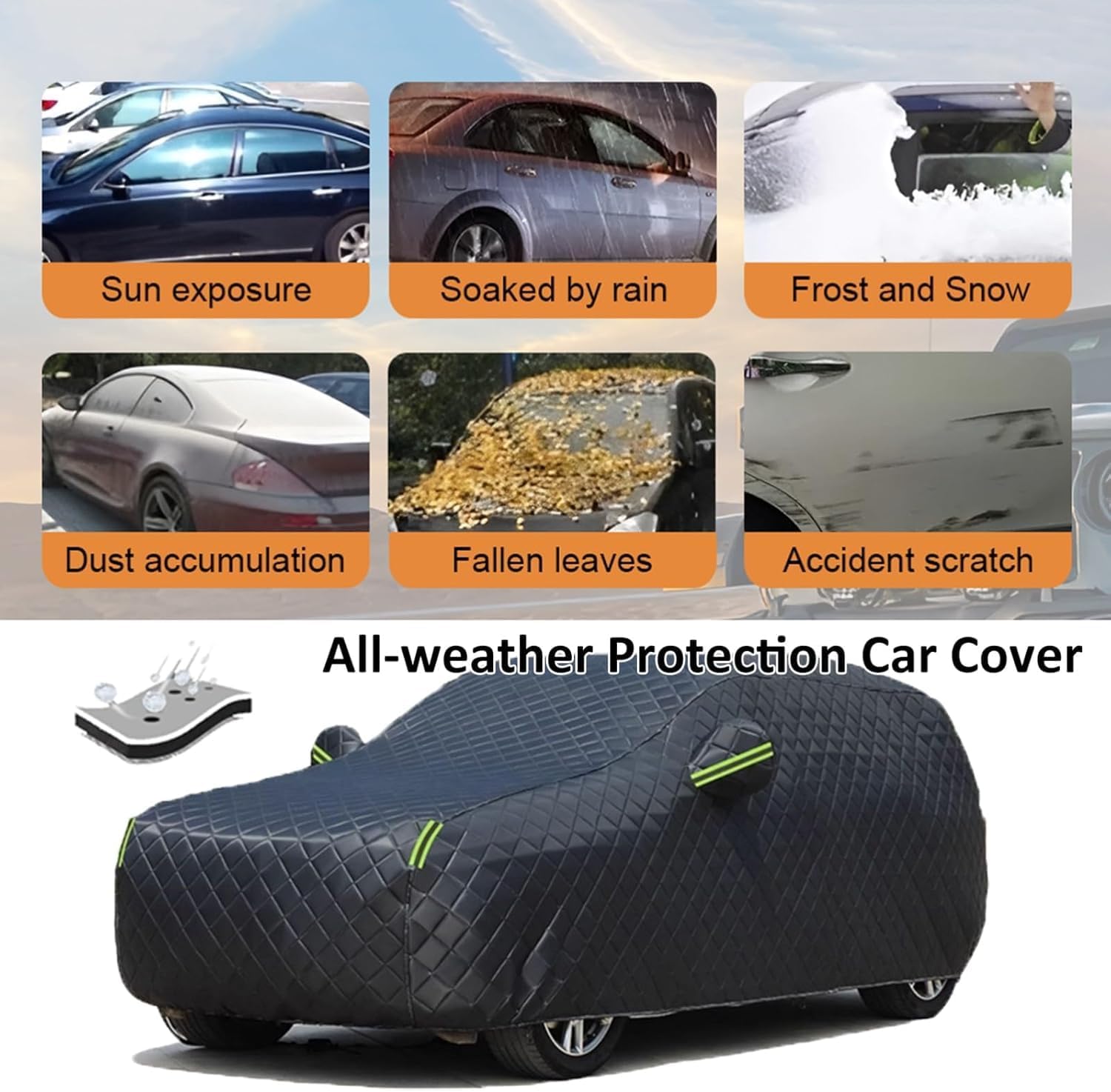 Hail Protector Car Cover Compatible with Tesla Model 3, Thicken Anti-Hail Car Covers Waterproof All Weather,Sun,Snow,Rain Protection yf39