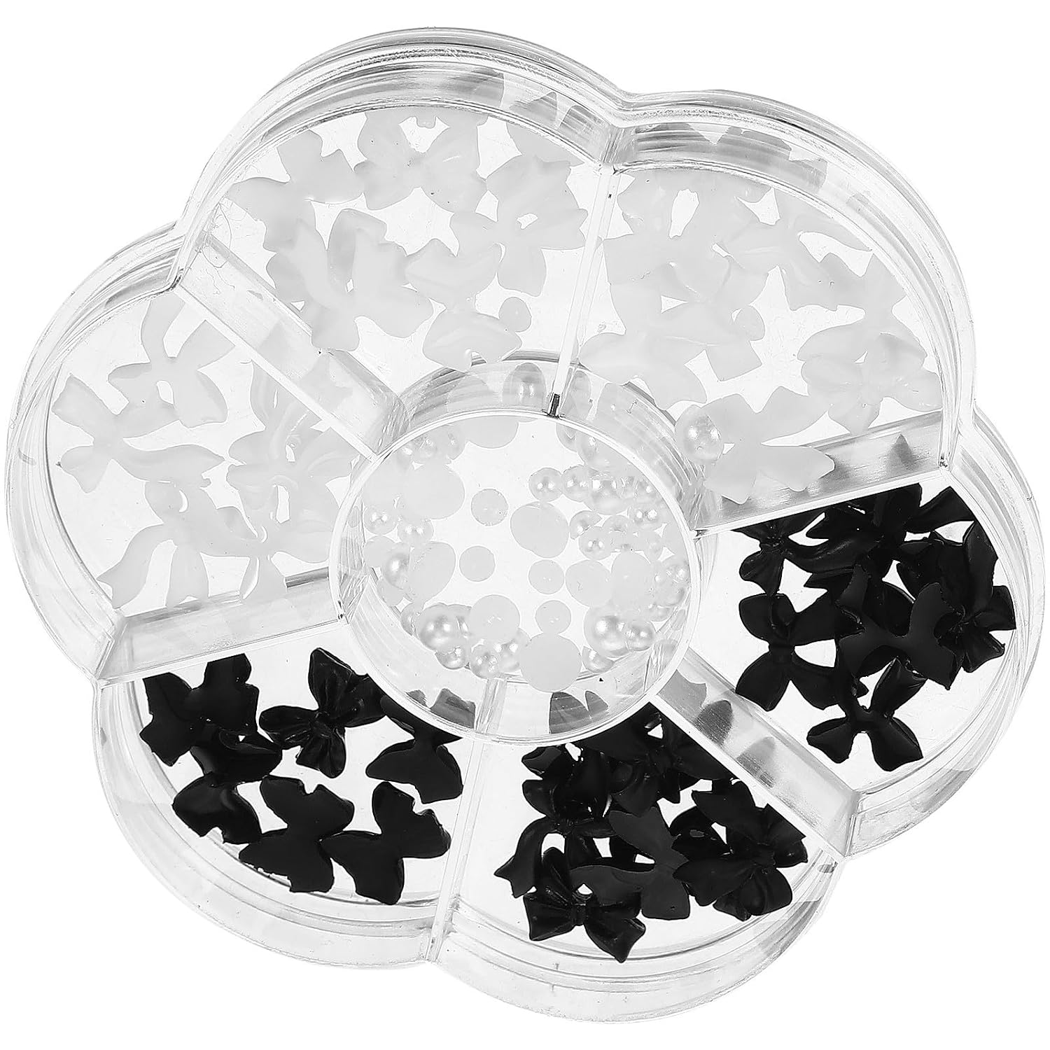 1 Box Bowknot Pearl Nail Charms for Nail Art Decoration Plastic 3d Manicure Patches for Appointment and School Use