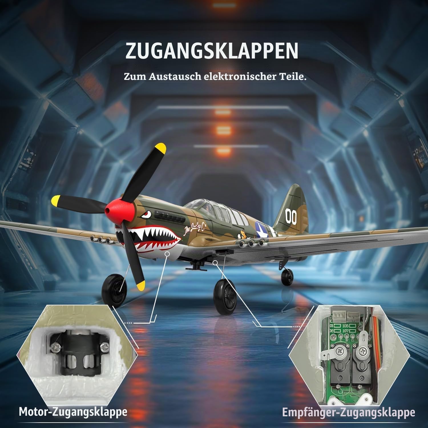 volantexrc P-40 Warhawk Warbird 4-Kanal RC Flugzeug RTF m. Gyro 2xAkku | integrierte Stabilisierungssystem