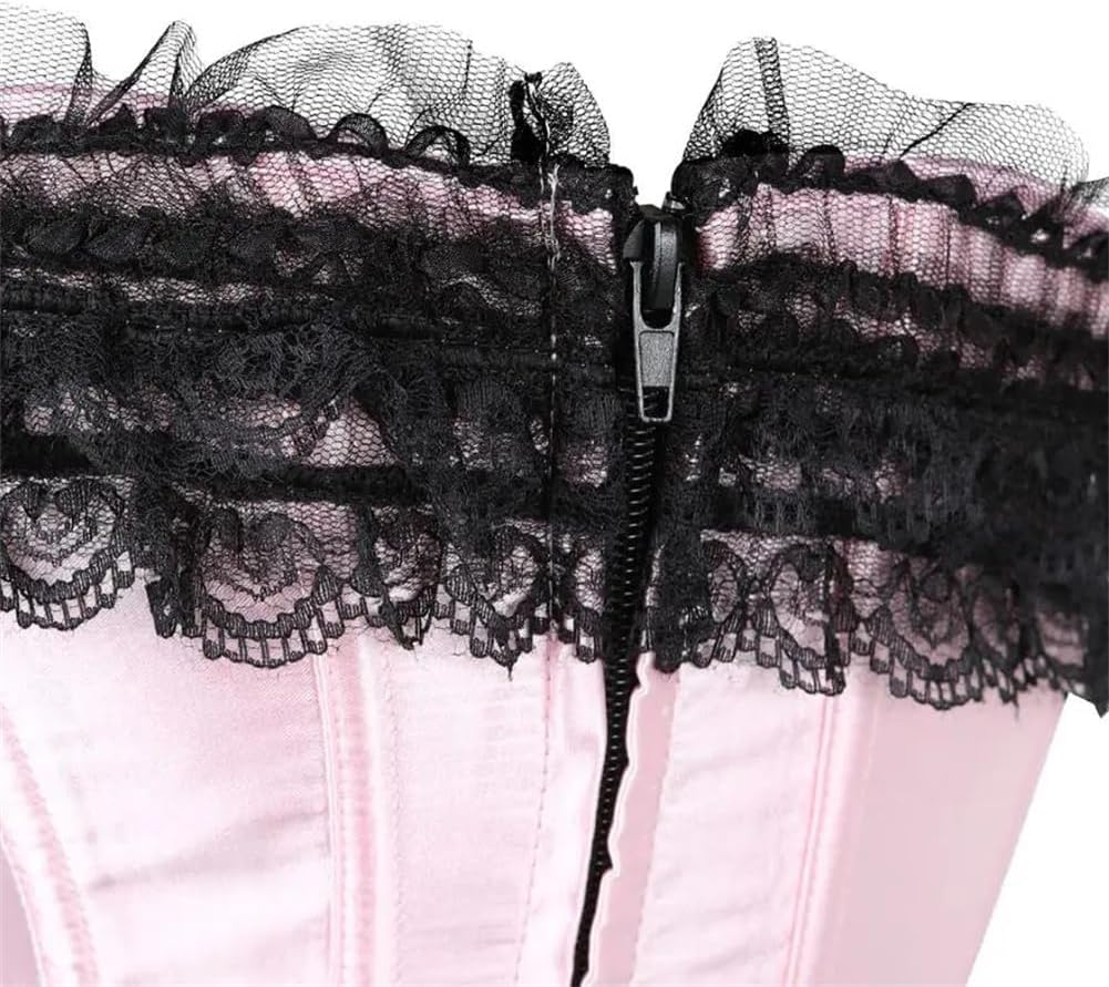 女性レースオーバーレイコルセットトップ骨太ウエストトレーナープラスサイズレースアップコルセットとビスチェ