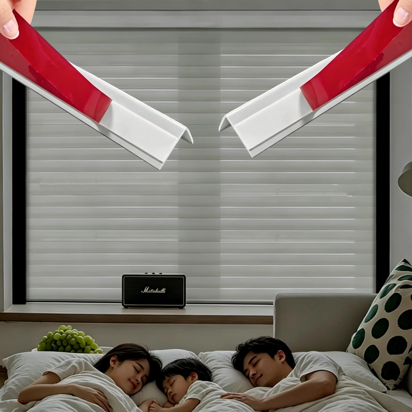 Light Gap Blockers Window Blackout Light Gap Blockers for Blinds, L-shaped PVC Light Blocking Strips Self Adhesive, Custom Window Side Edge Rail Trim for Bedrooms(White,43.3in/110cm)
