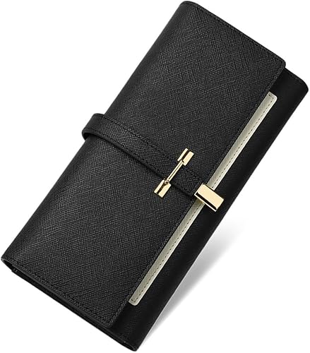 CLUCI Cartera de cuero para mujer diseño delgado triple tarjetero de crédito para mujer Clásico