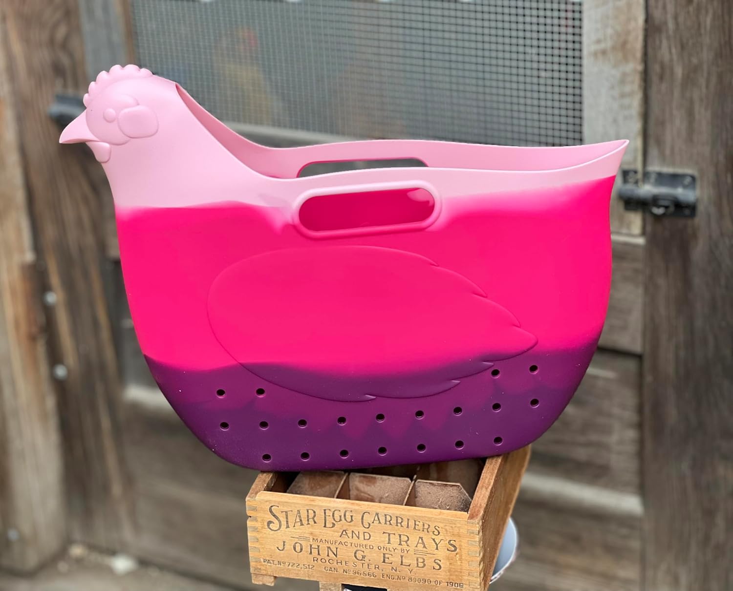 | Medium Egg Basket | Basket for Carrying and Collecting Chicken Eggs | Silicone Egg Basket | Egg Collecting Basket | Egg Bag | Egg Tote | Garden Tote (Multi-pink)