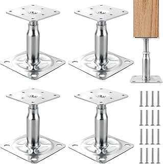 4 Stück Pfostenträger Höhenverstellbar, Verzinkte 100-150 mm Pfostenträger, Stützenfuß Bodenfuß für Zäune, Unterstände, Carports, Pergolen, Bauarbeiten
