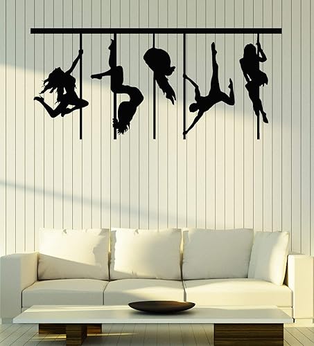 Vinilo adhesivo para pared, silueta de baile de poste, pegatinas de mujer sexy bailarines, mural, decoración grande (g1685), color negro