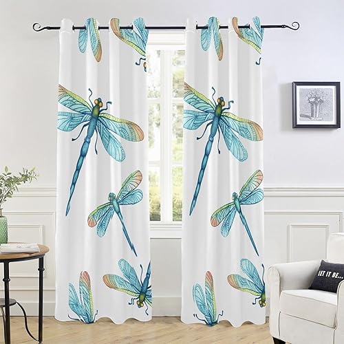 Miniatura 4 de Cortinas opacas de libélula de 84 pulgadas de largo, paneles de cortina de oscurecimiento para ventana de dormitorio y baño, 84 x 52 pulgadas, 1