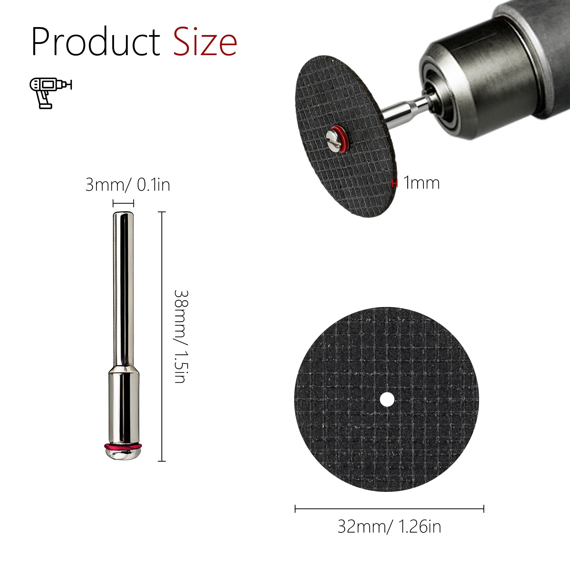 Rotary Tool Cut Off Wheels - 60 Pack with Mandrels -2