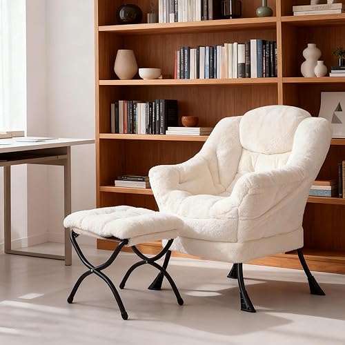 Miniatura 7 de Welnow Silla Lazy con otomana, moderna silla de descanso con reposabrazos y un bolsillo lateral, sillón para sofá de ocio, sillón de lectura