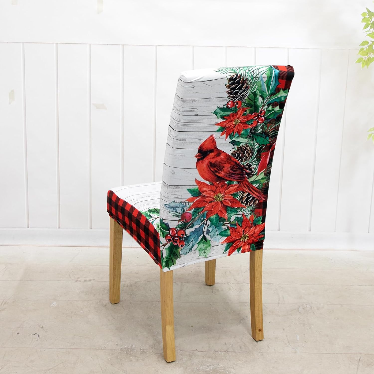 Christmas Chair Covers Set of 4/6, Christmas Dining Room Chair Covers, Removable Stretch Chair Covers, Chair Covers Seat Protector for Kitchen Holiday Party Decor (D 6pcs)