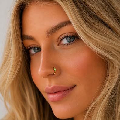 Jolliz Opal Nose Rings Hoops 24 Gauge Classic Design, Elegant Nose Rings for Women & hypoallergenic Nose Piercings Jewelry Perfect for Any Occasion with Comfortable Fit
