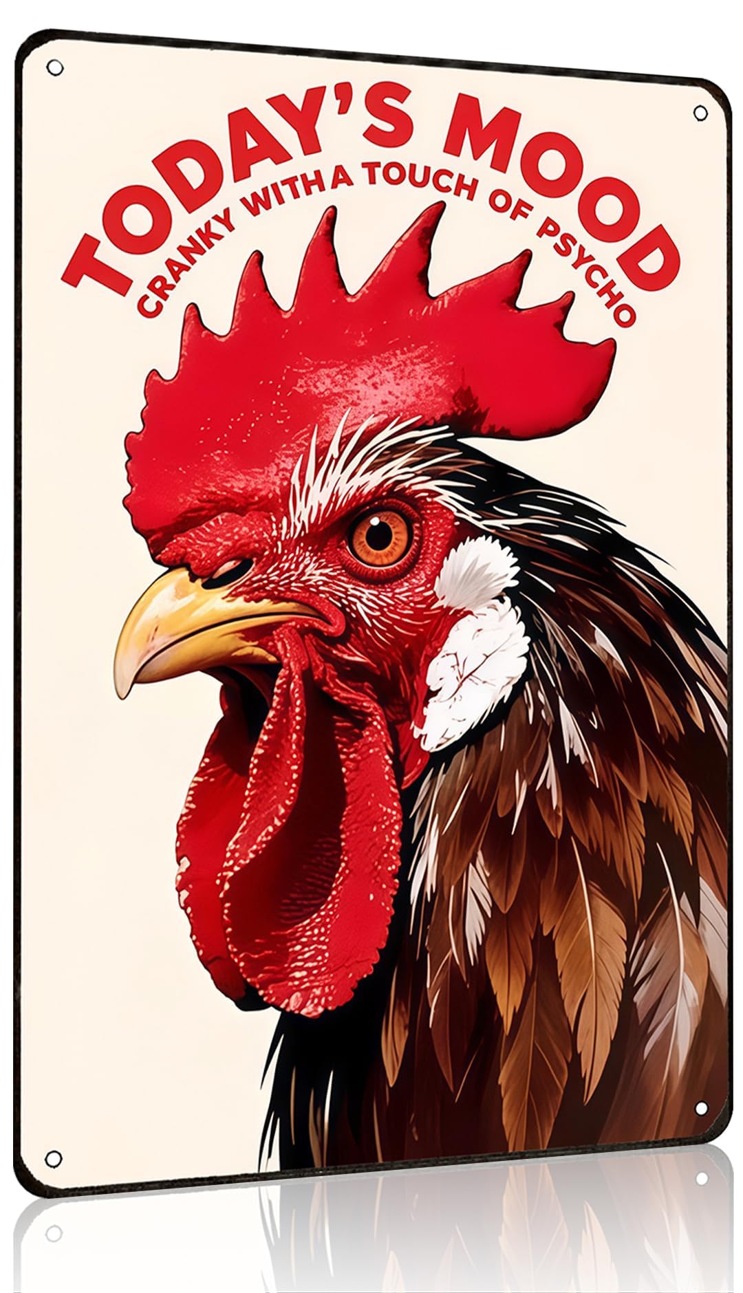 peiyeety Funnysign Vintage Chicken Today's Mood Tin Sign for Chicken Coop Farm Kitchen Garden Yard Decor 8x12 inch (3914)