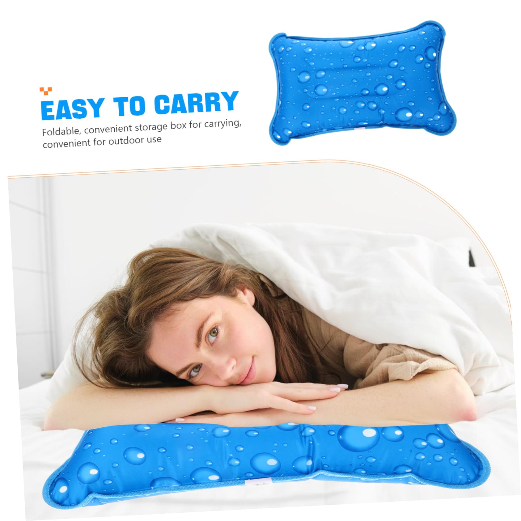 Ciieeo 4 Pièces Coussin été Auto Gonflable et Rempli Eau Bleu Ciel Oreiller Rafraîchissant Portable pour Camping et Activités Extérieures