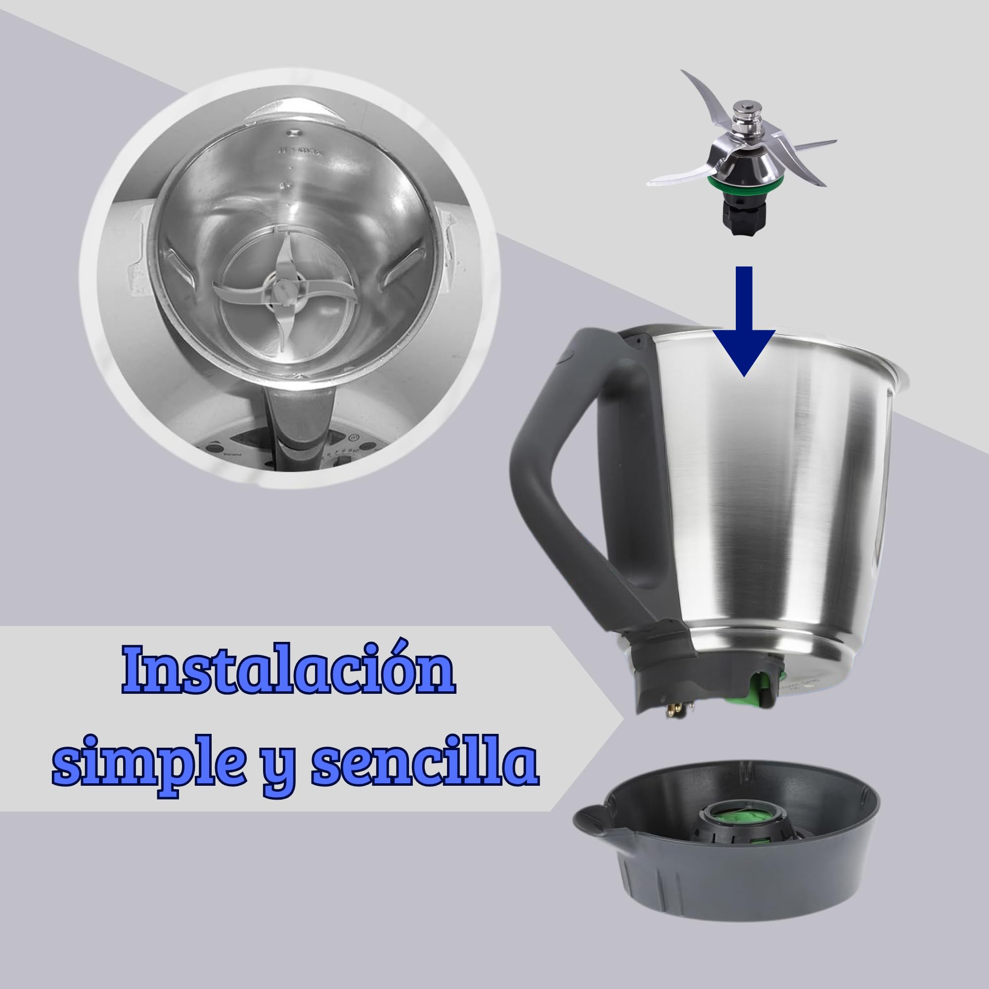 Bimby Tm5 CU Gruppo Coltelli Lame Compatibile Per Vorwerk Thermomix TM6 Accessori Base Durevole E Lama Affilato In Acciaio Inox, AS-TM5.6 Lama Bimby Tm5