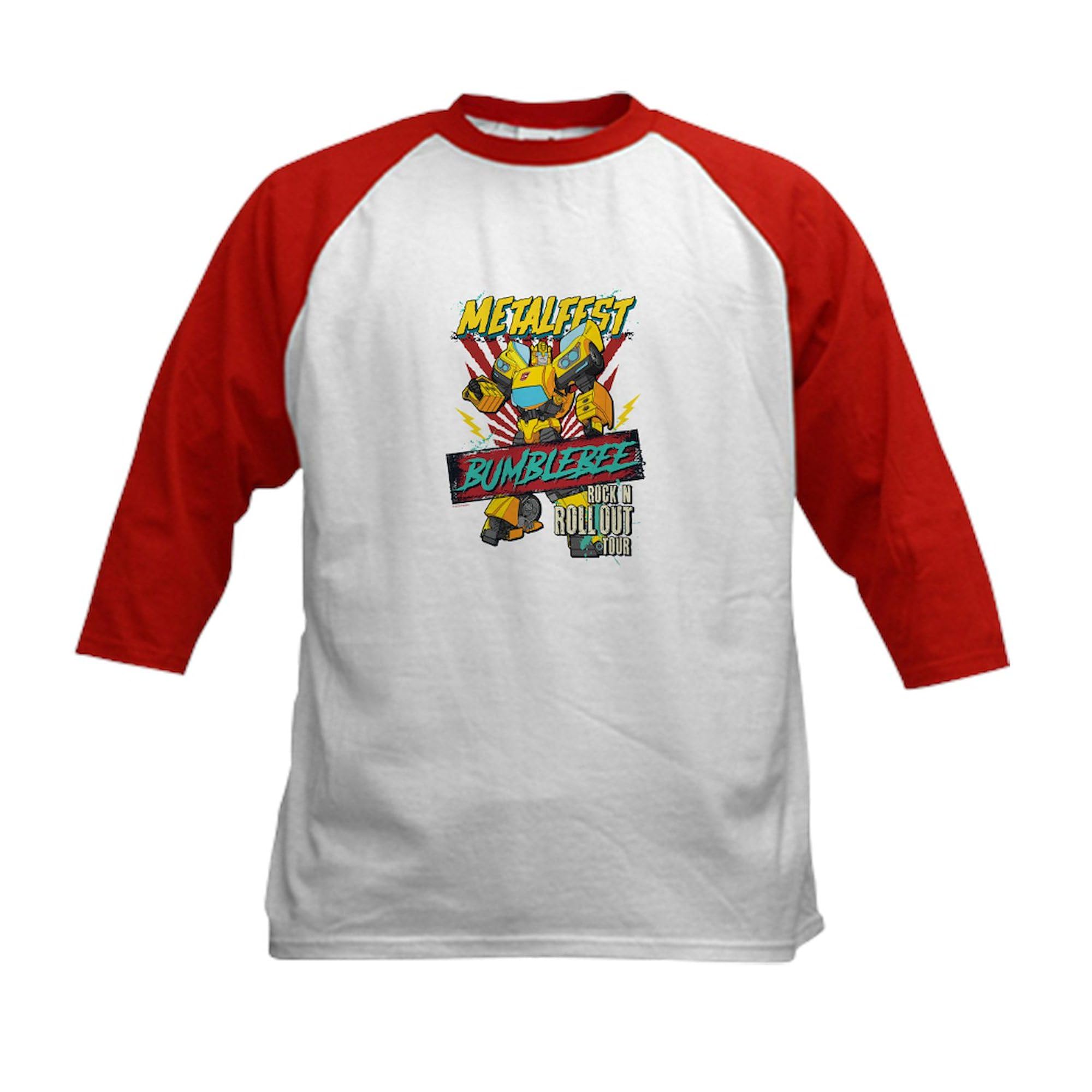 CafePress Transformers Bumblebee Metalfest Baseball Jersey Kids Cotton Baseball Jersey, 3/4 Raglan Sleeve Shirt Red/White