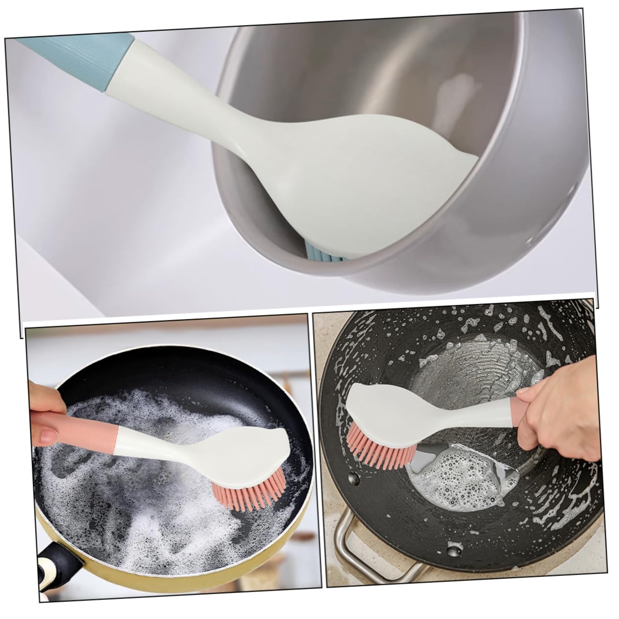 Beavorty 8piezas Cepillos De Cocina para Fregar Platos Escobilla De Limpieza De Mango Cepillo Multiusos para Sartenes y Utensilios De Cocina Rosa Azul