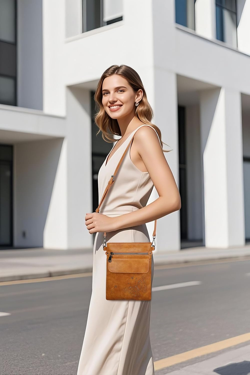 Crossbody Bags for Women Vegan Leather Cross Body Purse with Adjustable Strap Multiple Pockets Shoulder Handbags - Image 2