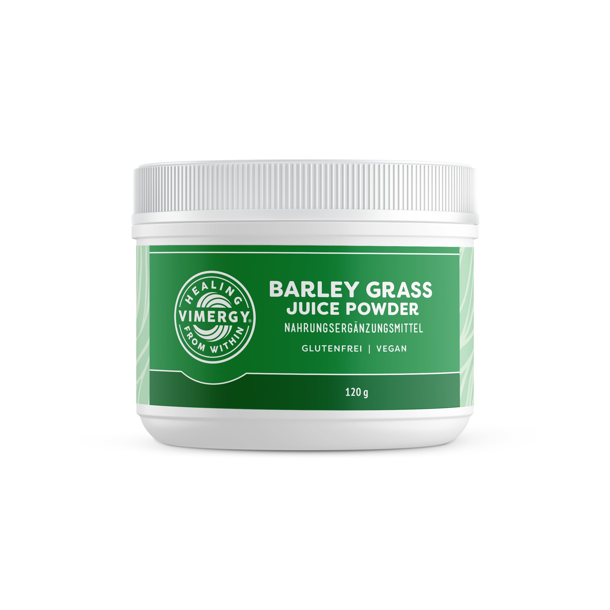 Vimergy Gerstengras Saft Pulver, Reisegröße - 30 Portionen – Supergreen aus Gerstengrassaft Pulver – Vegan - Ohne Trennmittel, ohne Füll- und Geschmacksstoffe, Zucker, Gentechnik, Gluten (120 g)