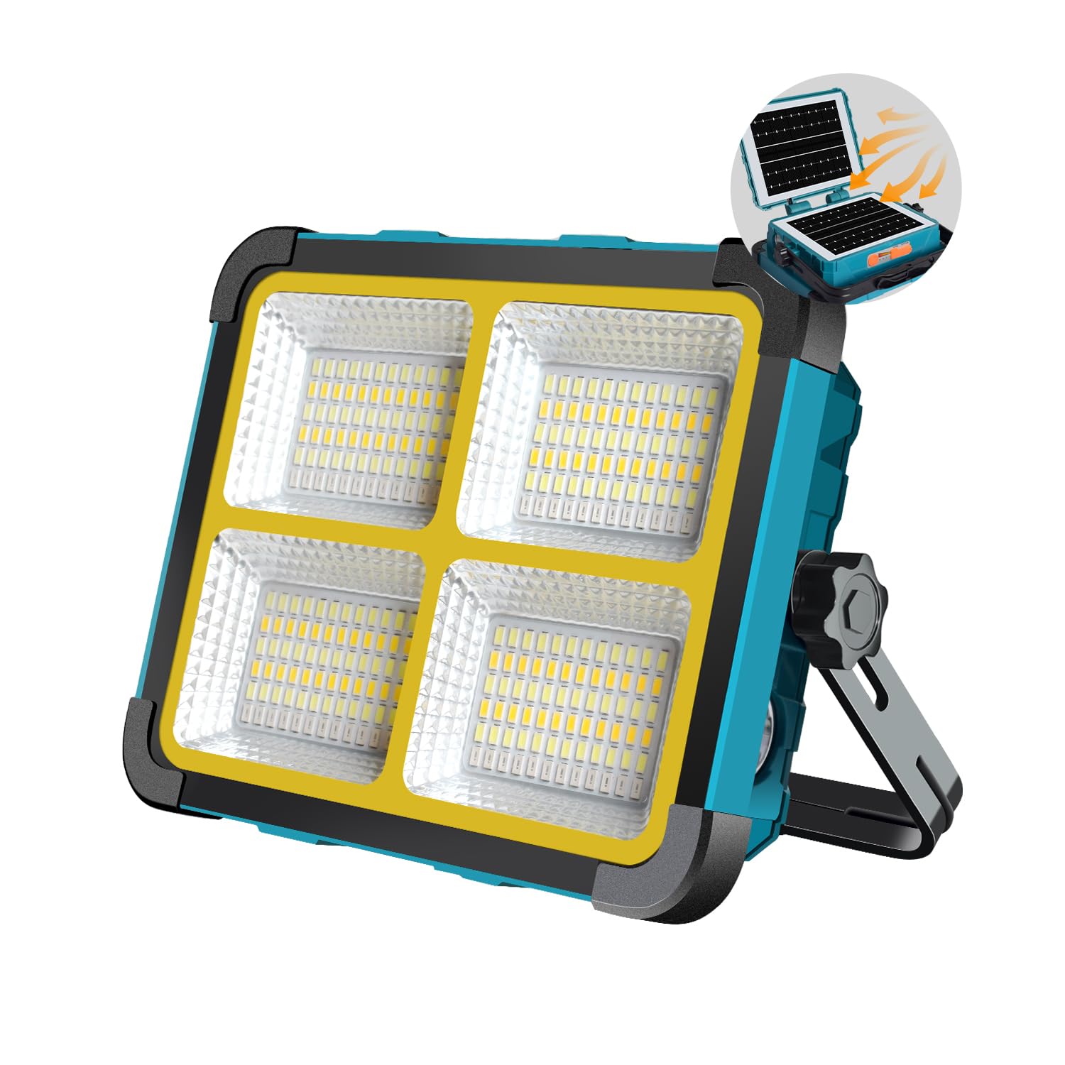 Reflektor LED z możliwością ładowania, dwa moduły solarne, 5
