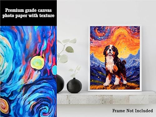 Miniatura 3 de Bestbuddy Pet 11x14 noche estrellada sin marco Berna perro de montaña mascota familia amigo paz pintura al óleo impresión arte impresión póster