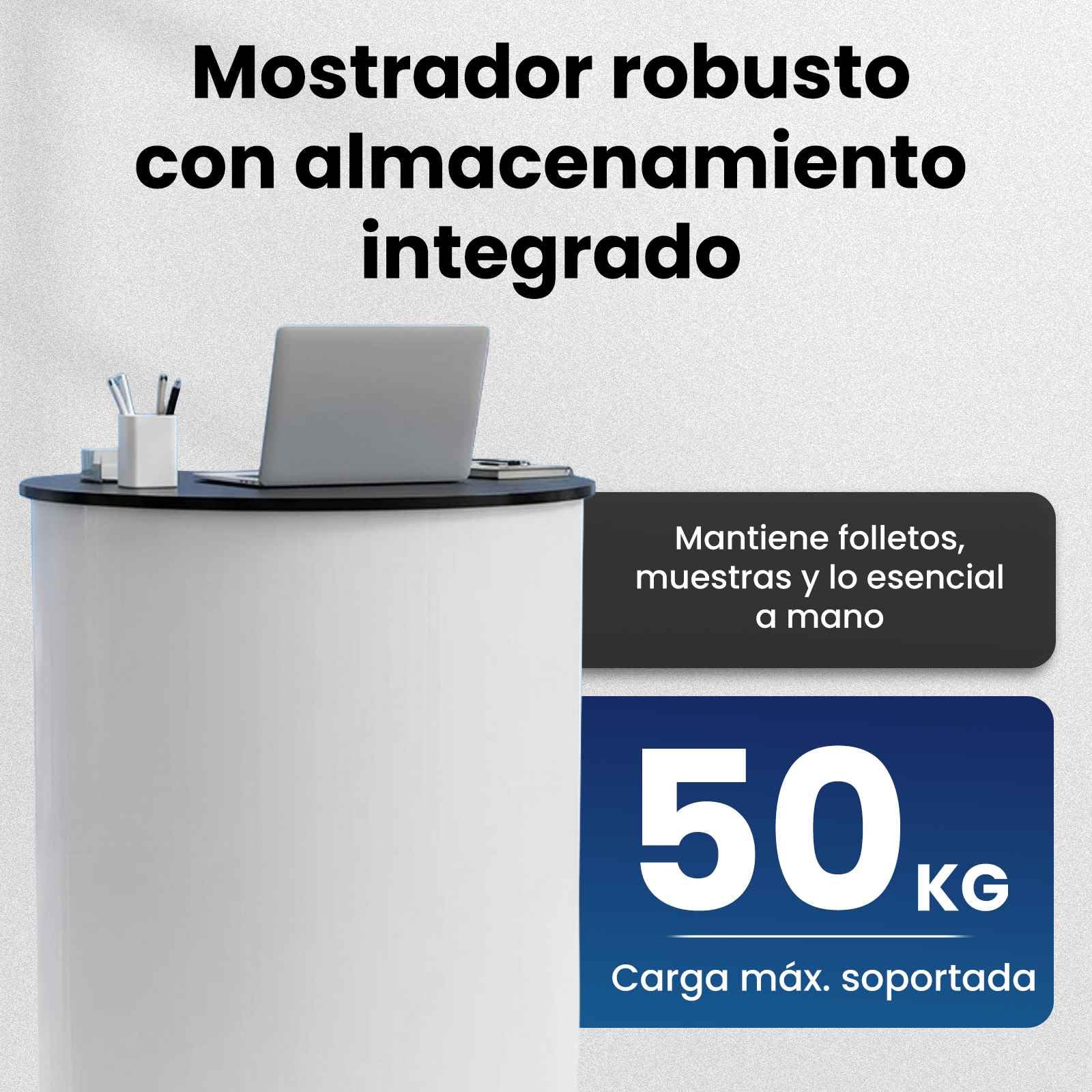 vidaXL Mostrador para ferias Negro y Blanco Ø 60 x 93 cm