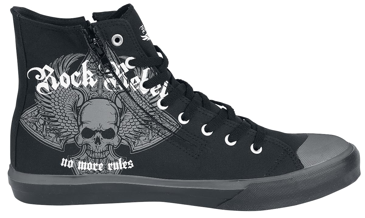 Rock Rebel by EMP Unisex Sneakers Nere con Stampa Teschio