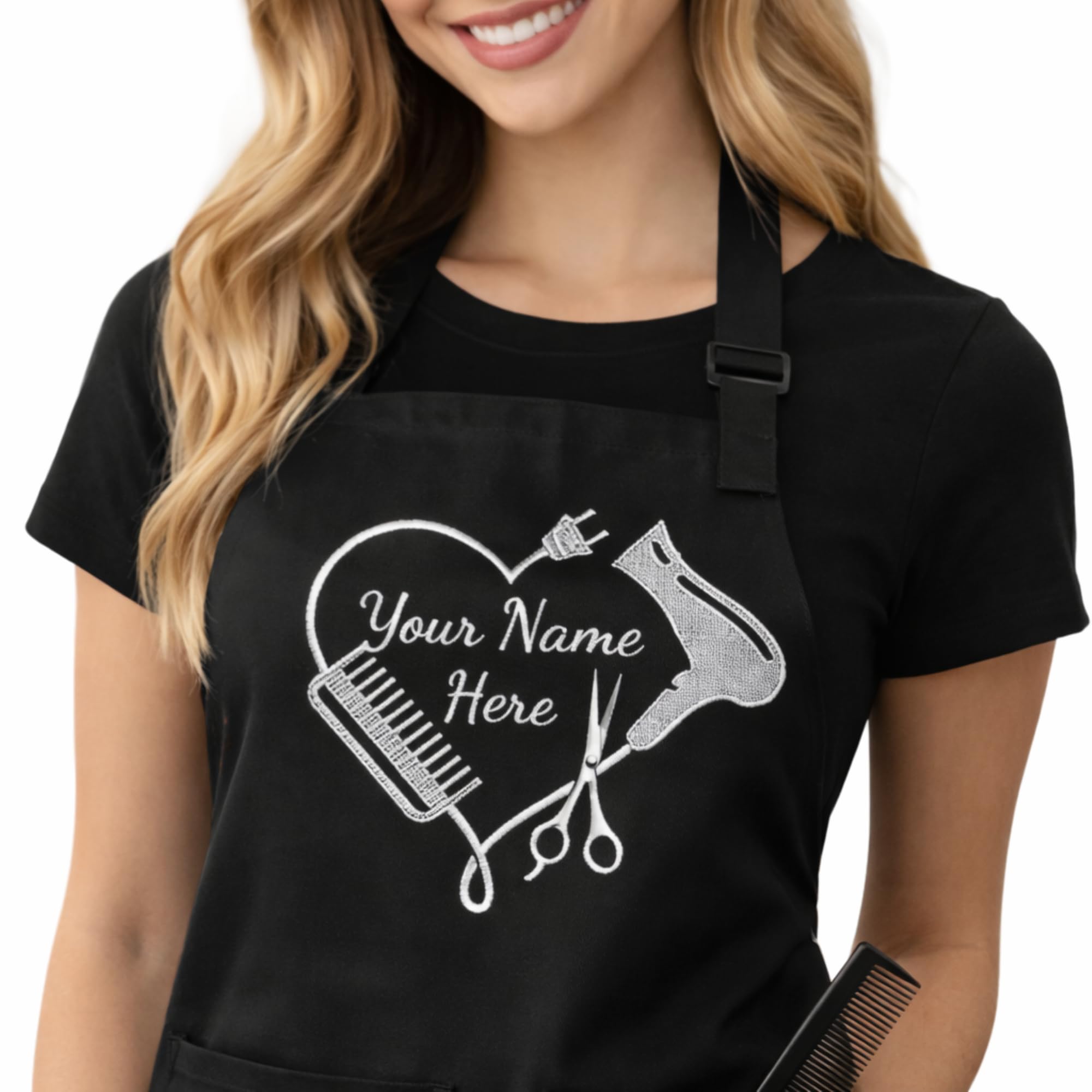 Personalized Custom Embroidered Black Hair Stylist Apron