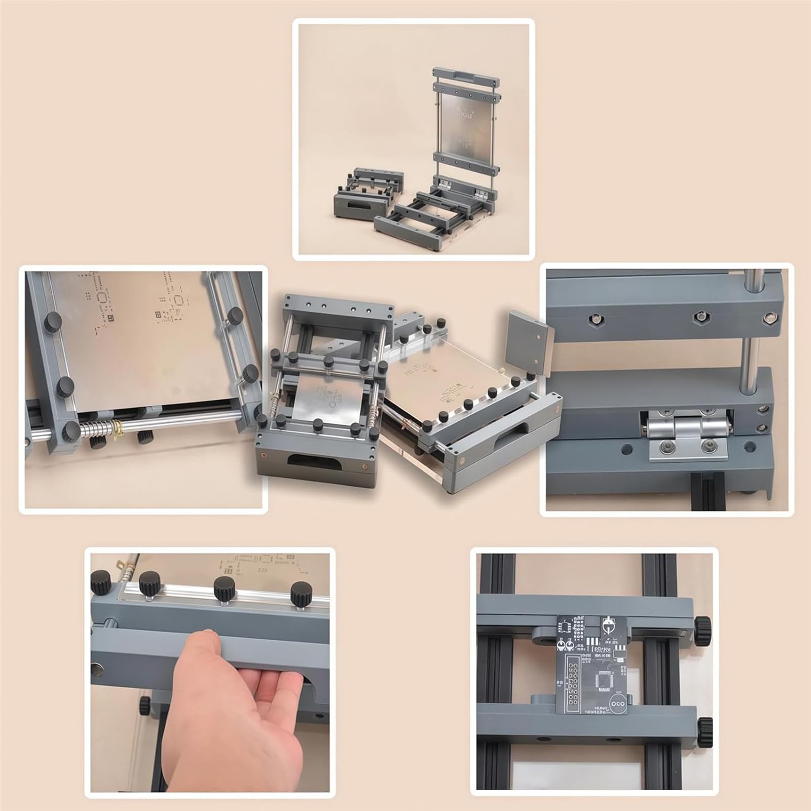 Mała stacja do sitodruku, mini drukarka szablonowa z pastą lutowniczą ze skrobakiem 80 mm, obszar drukowania 150 x 150/250 x 250 mm do precyzyjnego sitodruku SMT