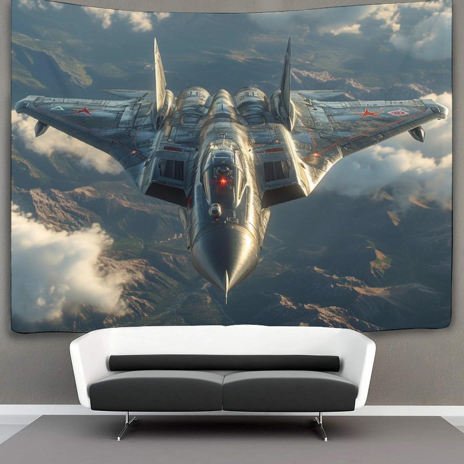 GXYUAOIEF 3D Fighter Aircraft Printed Wall Blanket Home Decoration Bedding Poster Wall Art Tapestry Tapestries Wall Hanging Soft Polyester for Bedroom Living Room Dorm Decor 100cmx150cm