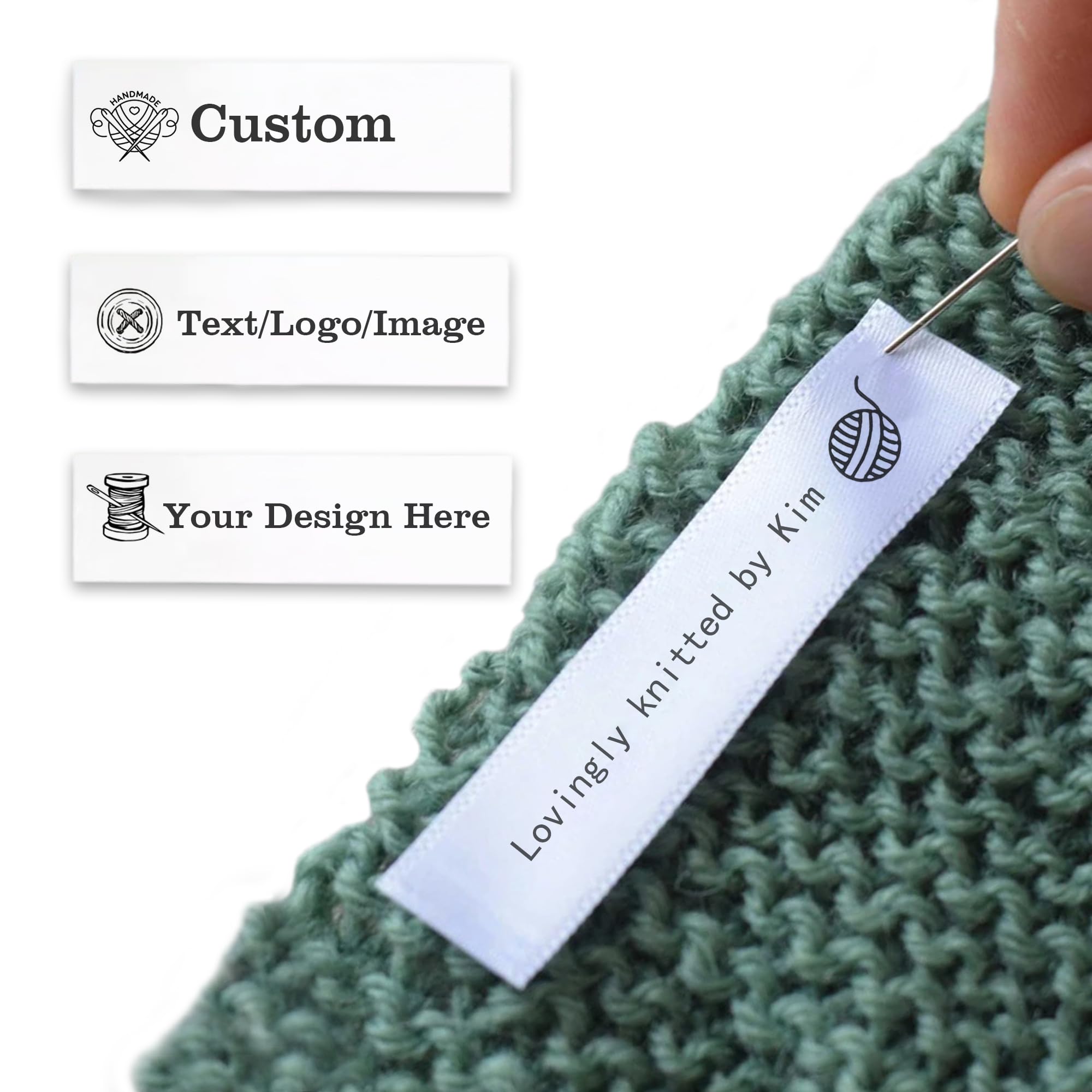 200pcs Custom White Handmade Polyester/Satin Clothing Sewing Fabric Tags Labels for Garment, Quilt, Knitting, Handmade Items (0.98''×3.15''(25×80mm))