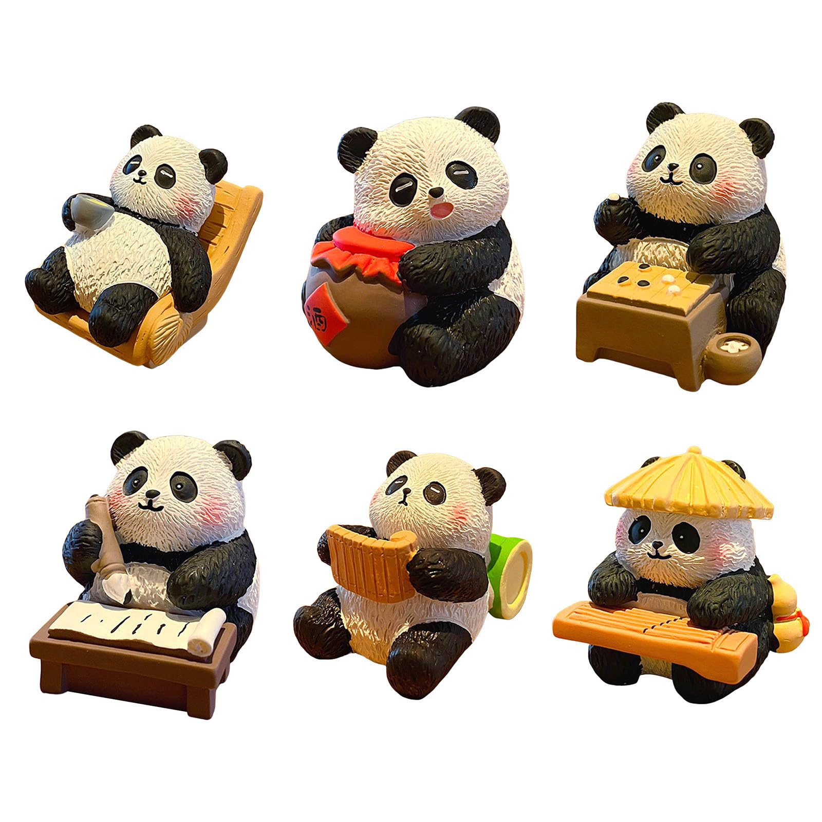 Pandas mignons en résine blanche statuettes de bureau aux finitions soignées